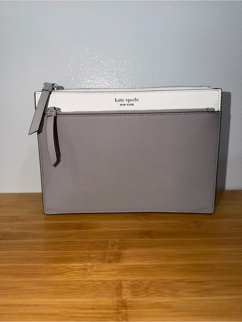 Kate Spade Cameron Zip Crossbody Bright White Soft Taupe NWT Dust Bag
